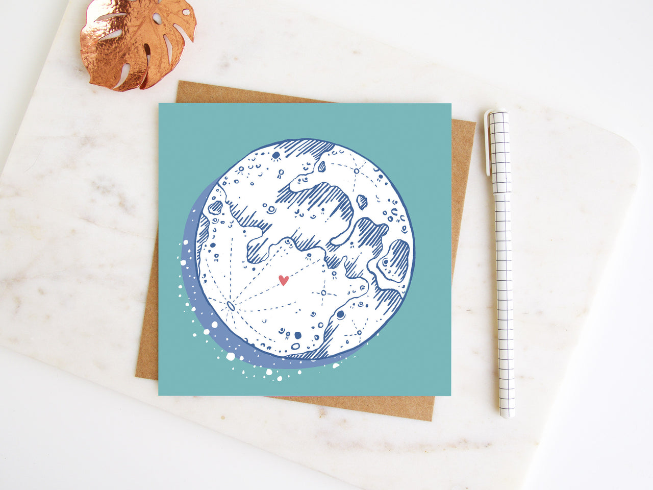 Minty Moon Greetings Card
