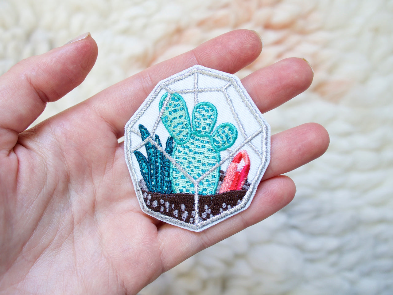 Metallic Terrarium Iron-On Embroidered Patch