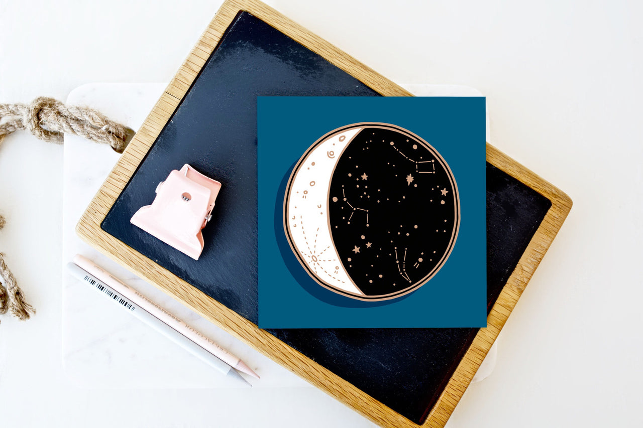 Gold Letterpress Moon Greetings Card