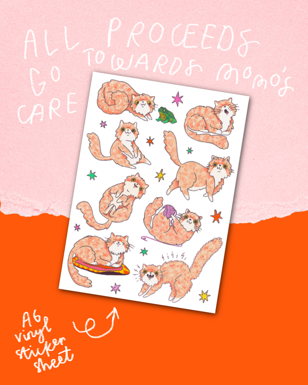 PRE-ORDER Momo Fundraiser A6 Sticker Sheet