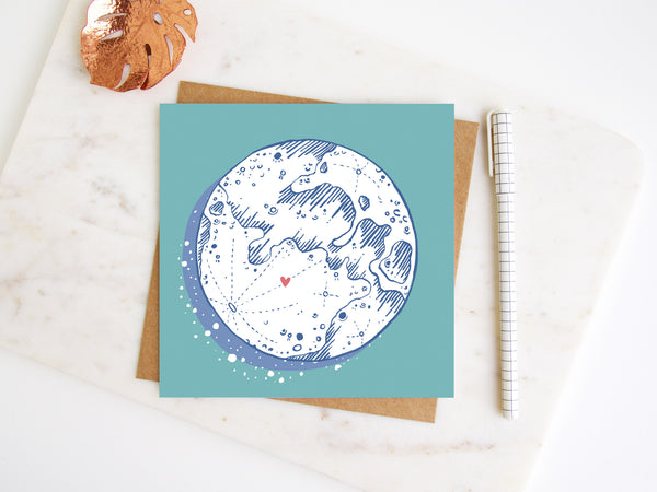Minty Moon Greetings Card