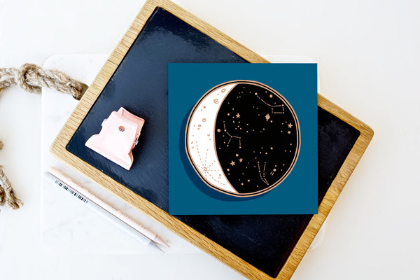 Gold Letterpress Moon Greetings Card